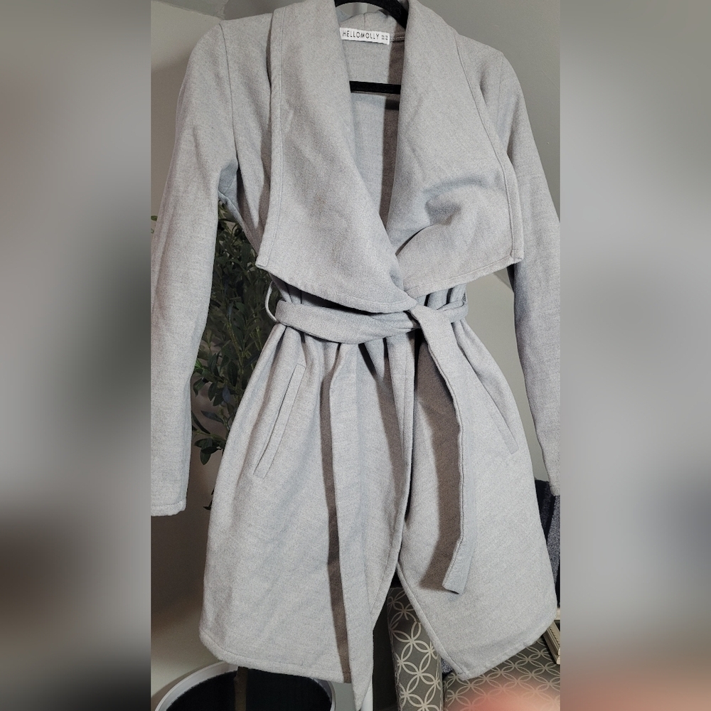 Hello Molly Light Gray Wrap Jacket Coat – Size Medium